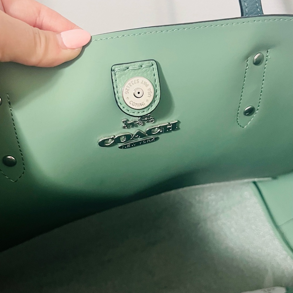 Coach Leather Town Tote (Dark Turquoise) Style No. 72673 - Picture 2 of 8